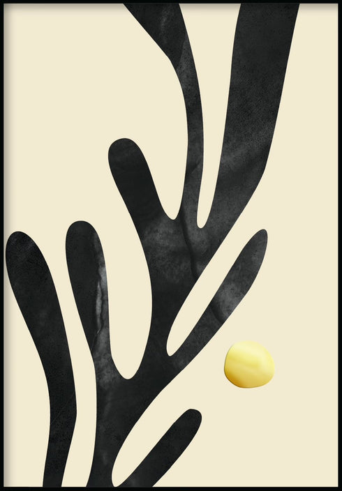 Poster Black Leaf in vero oro